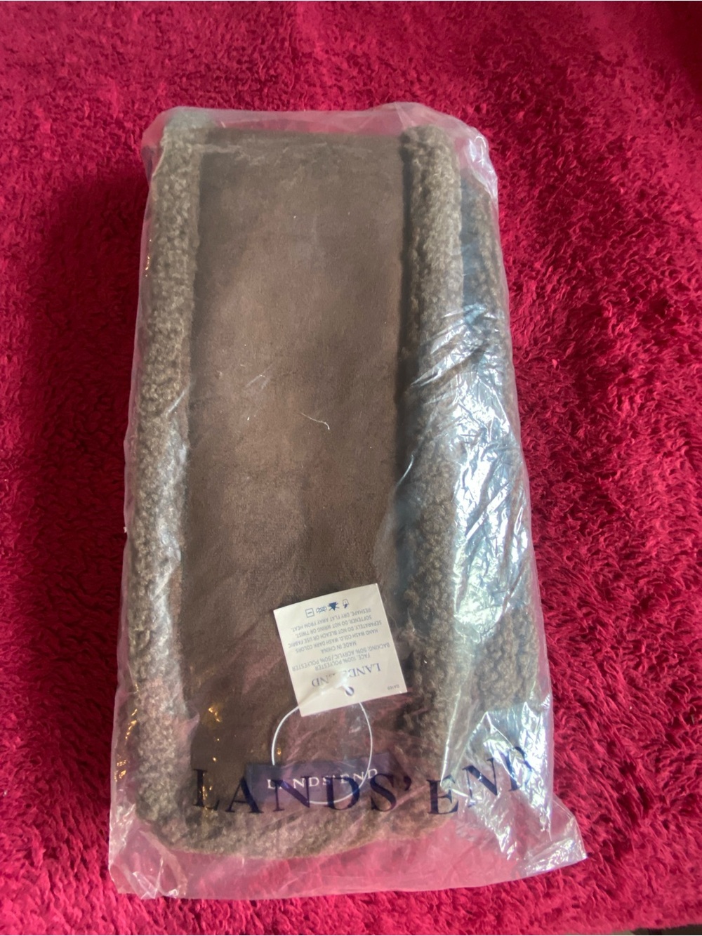 Lands' End Chocolate Faux Shearling Scarf